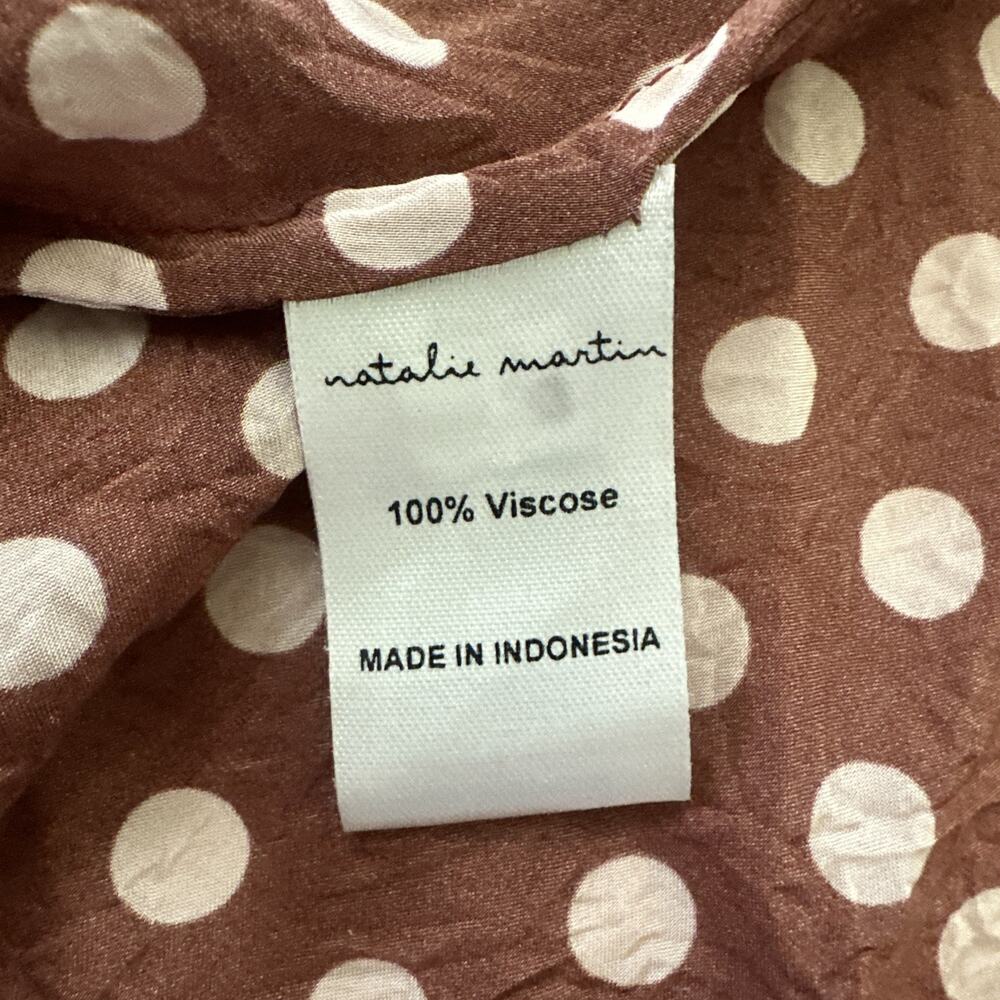 Natalie Martin Dress Womens Large Brown Polka Dot Maxi A-Line Shift Boho Chic - Picture 8 of 12